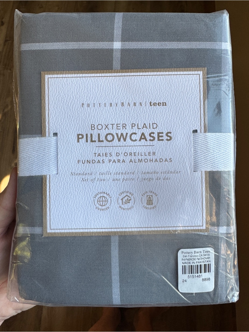 Pottery Barn Teen Boxer Plaid Standard Pillowcases Gray Plaid Bedding